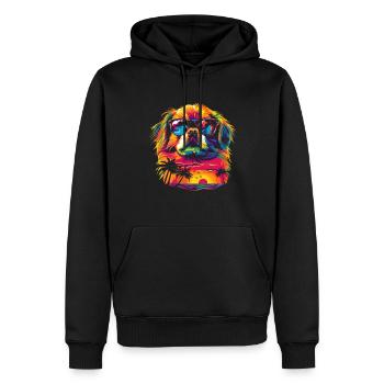 Pekinese Hund Sonnenbrille Strand Popart - Männer Premium Bio Hoodie - Schwarz - Vorne - Nico (187cm)