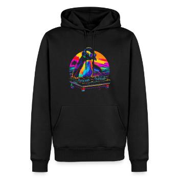 Pinguin DJ Disc Jockey Plattenspieler Strand Sonne - Männer Premium Bio Hoodie - Schwarz - Vorne - Nico (187cm)