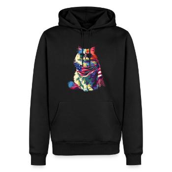 Persische Katze Patriotische US Flagge Sonnenbrill - Männer Premium Bio Hoodie - Schwarz - Vorne - Nico (187cm)