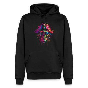 Piratenkapitän Totenkopf Popart - Männer Premium Bio Hoodie - Schwarz - Vorne - Nico (187cm)