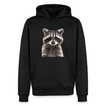 Raton laveur - Sweat à capuche Premium bio Homme - noir - Devant - Nico (187cm)