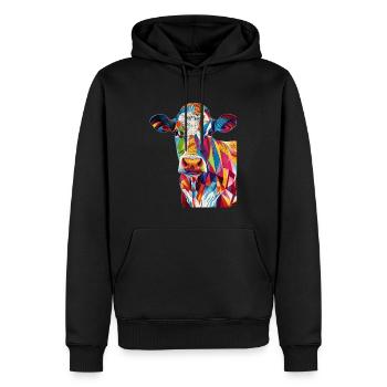 Kuh - Männer Premium Bio Hoodie - Schwarz - Vorne - Nico (187cm)