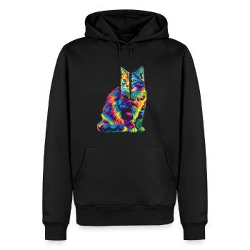 Tabby Katze Orange Katze Popart - Männer Premium Bio Hoodie - Schwarz - Vorne - Nico (187cm)