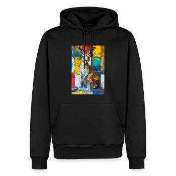 Kangourou - Sweat à capuche Premium bio Homme - noir - Devant - Nico (187cm)