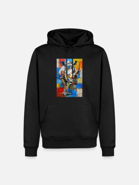 Nashorn - Männer Premium Bio Hoodie - Schwarz