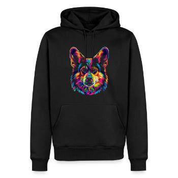 Welsh Corgi Hund Popart - Männer Premium Bio Hoodie - Schwarz - Vorne - Nico (187cm)