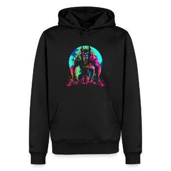 Loup-garou Loup Lune Popart - Sweat à capuche Premium bio Homme - noir - Devant - Nico (187cm)