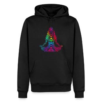 Yoga Yogi Meditation Workout Mandala Popart - Männer Premium Bio Hoodie - Schwarz - Vorne - Nico (187cm)