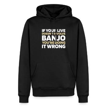 Banjo - Sweat à capuche Premium bio Homme - noir - Devant - Nico (187cm)