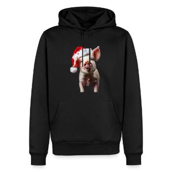 Schwein - Männer Premium Bio Hoodie - Schwarz - Vorne - Nico (187cm)