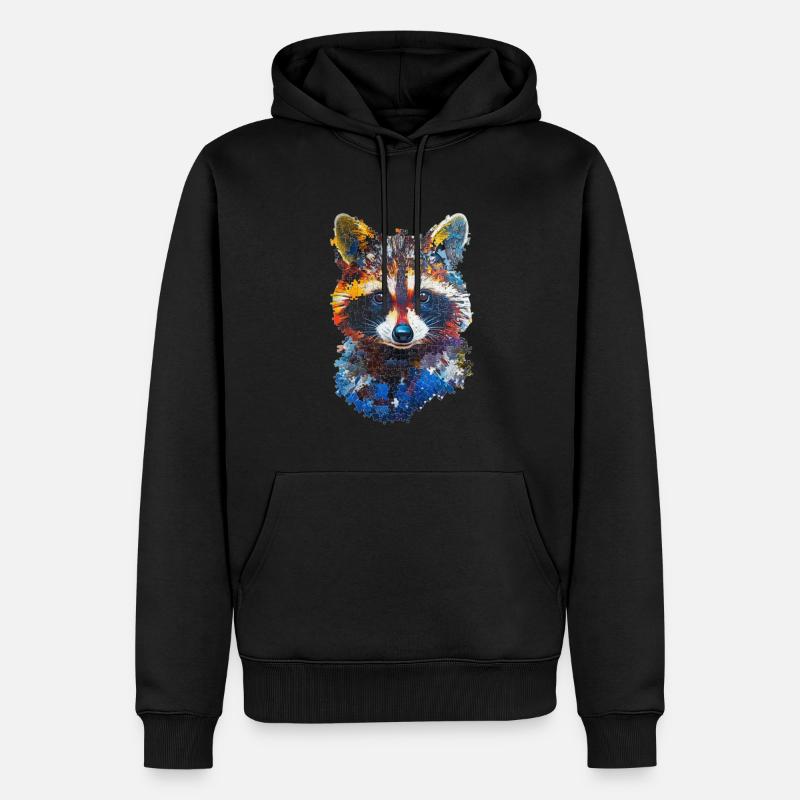 Waschbär - Männer Premium Bio Hoodie - Schwarz