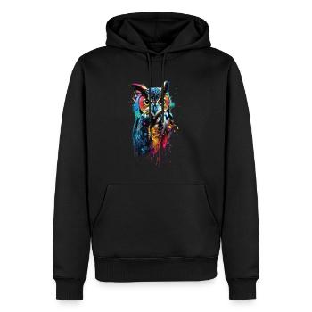 Eule - Männer Premium Bio Hoodie - Schwarz - Vorne - Nico (187cm)