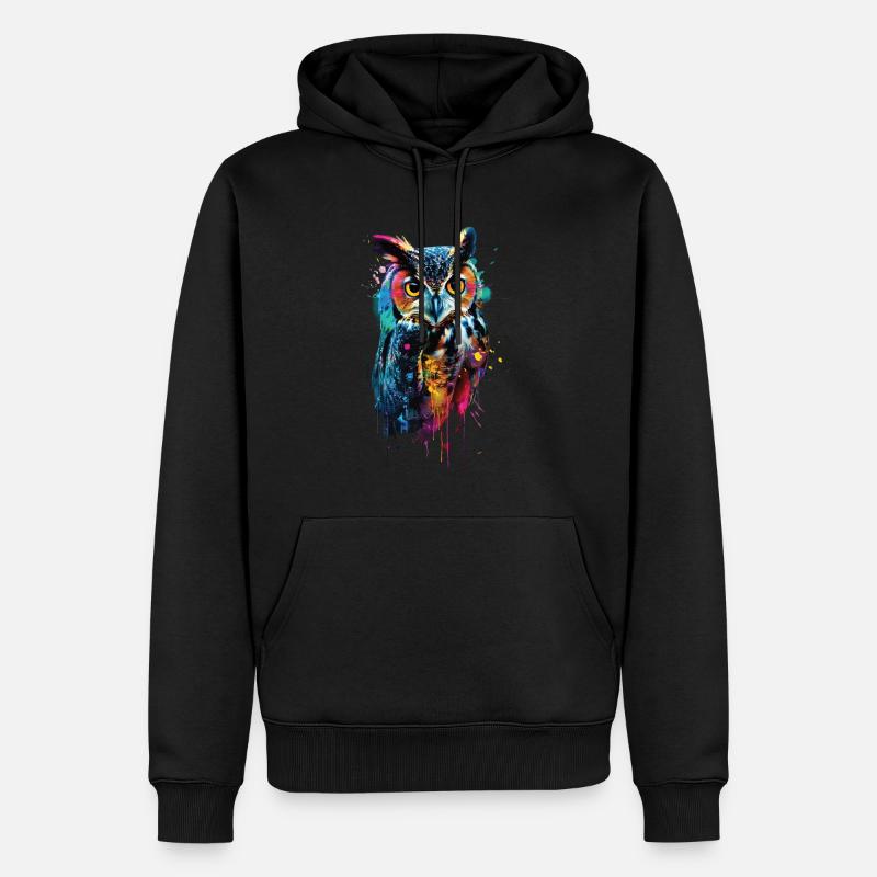 Eule - Männer Premium Bio Hoodie - Schwarz