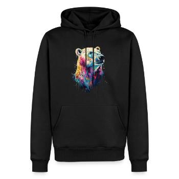 Ours blanc - Sweat à capuche Premium bio Homme - noir - Devant - Nico (187cm)
