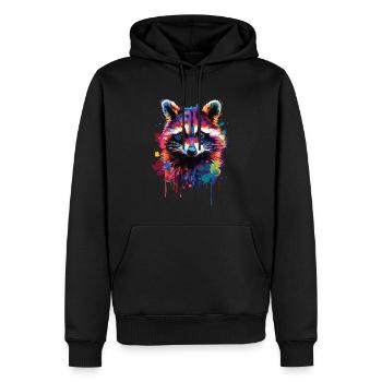 Raton laveur - Sweat à capuche Premium bio Homme - noir - Devant - Nico (187cm)