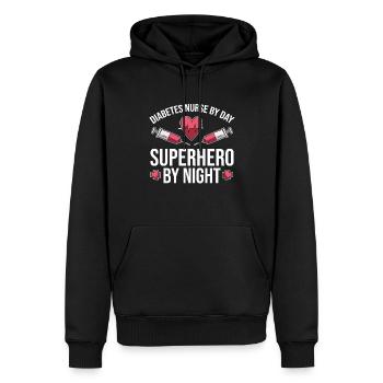 Infirmière en diabète - Sweat à capuche Premium bio Homme - noir - Devant - Nico (187cm)