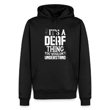Deaf Pride ASL Gebärdensprache - Männer Premium Bio Hoodie - Schwarz - Vorne - Nico (187cm)