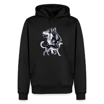 Loup - Sweat à capuche Premium bio Homme - noir - Devant - Nico (187cm)