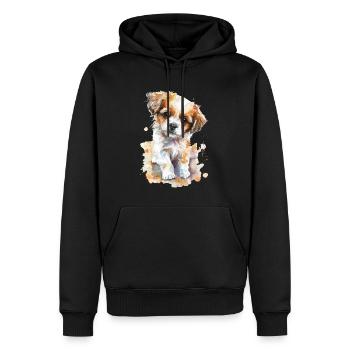 Chien - Sweat à capuche Premium bio Homme - noir - Devant - Nico (187cm)