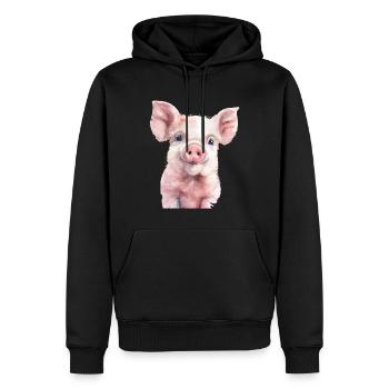 Schwein - Männer Premium Bio Hoodie - Schwarz - Vorne - Nico (187cm)