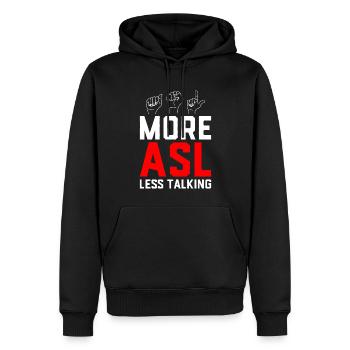 Sensibilisation à la fierté des sourds Langue des signes - Sweat à capuche Premium bio Homme - noir - Devant - Nico (187cm)
