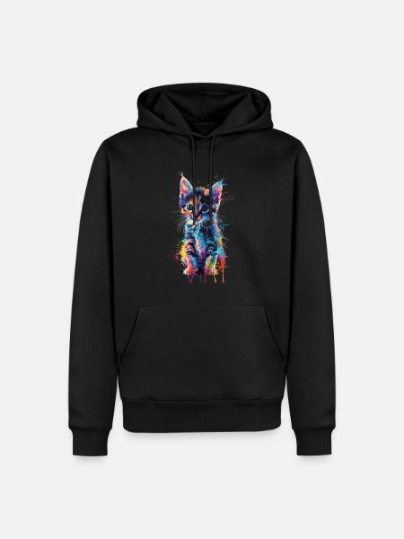 Katze - Männer Premium Bio Hoodie - Schwarz
