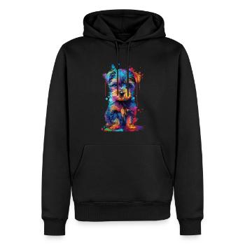 Chien - Sweat à capuche Premium bio Homme - noir - Devant - Nico (187cm)