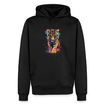 Tigre - Sweat à capuche Premium bio Homme - noir - Devant - Nico (187cm)
