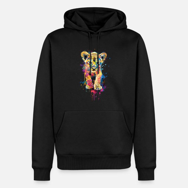 Löwe - Männer Premium Bio Hoodie - Schwarz