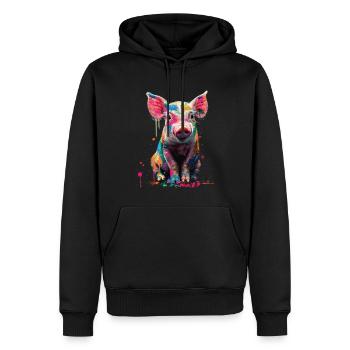Schwein - Männer Premium Bio Hoodie - Schwarz - Vorne - Nico (187cm)