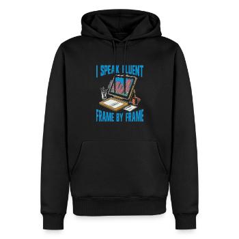 Animateur - Sweat à capuche Premium bio Homme - noir - Devant - Nico (187cm)
