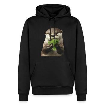 Otter - Männer Premium Bio Hoodie - Schwarz - Vorne - Nico (187cm)