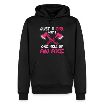 Axt werfendes Mädchen Beil-Werfer-Mädchen Eine Höl - Männer Premium Bio Hoodie - Schwarz - Vorne - Nico (187cm)