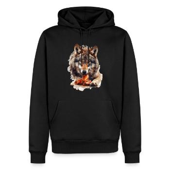 Loup - Sweat à capuche Premium bio Homme - noir - Devant - Nico (187cm)