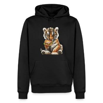 Tigre - Sweat à capuche Premium bio Homme - noir - Devant - Nico (187cm)