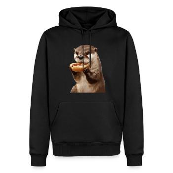 Otter - Männer Premium Bio Hoodie - Schwarz - Vorne - Nico (187cm)
