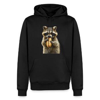 Raton laveur - Sweat à capuche Premium bio Homme - noir - Devant - Nico (187cm)