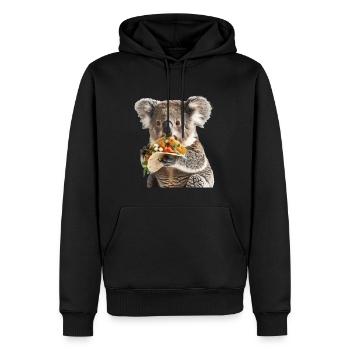 Koala - Männer Premium Bio Hoodie - Schwarz - Vorne - Nico (187cm)