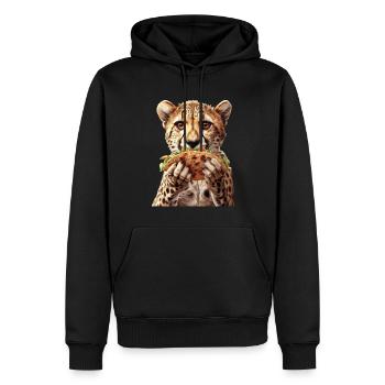 Gepard - Männer Premium Bio Hoodie - Schwarz - Vorne - Nico (187cm)