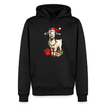 Chèvre Ferme Ferme Noël Chapeau Noël - Sweat à capuche Premium bio Homme - noir - Devant - Nico (187cm)