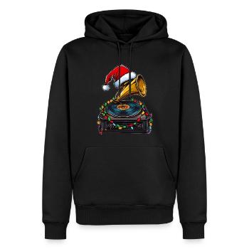 Gramophone Vintage Vinyle Platine Noël - Sweat à capuche Premium bio Homme - noir - Devant - Nico (187cm)