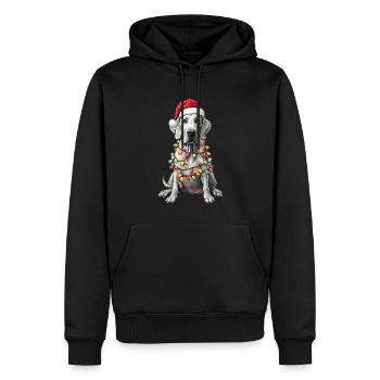 Deutsche Dogge Hund Weihnachtsmütze Xmas - Männer Premium Bio Hoodie - Schwarz - Vorne - Nico (187cm)