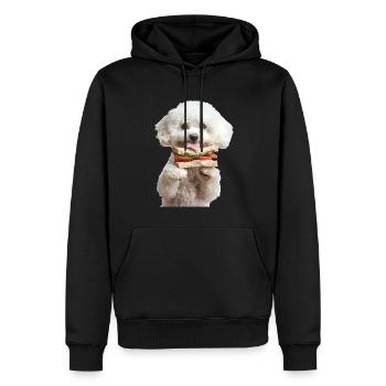 Bichon Frisé - Sweat à capuche Premium bio Homme - noir - Devant - Nico (187cm)