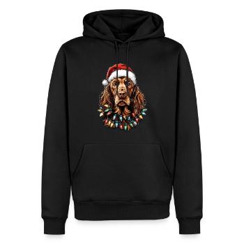 Setter Irlandais Chien Père Noël - Sweat à capuche Premium bio Homme - noir - Devant - Nico (187cm)
