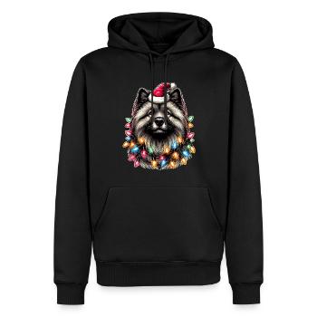 Keeshond Hund Weihnachtsmütze Xmas - Männer Premium Bio Hoodie - Schwarz - Vorne - Nico (187cm)