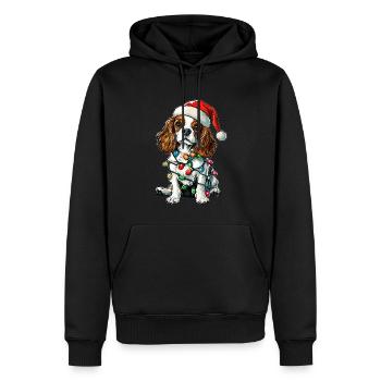 Roi Charles Cavalier Chien Père Noël - Sweat à capuche Premium bio Homme - noir - Devant - Nico (187cm)