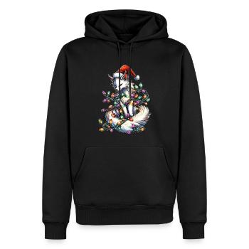Weißer Kitsune Fuchs Weihnachtsmütze Xmas - Männer Premium Bio Hoodie - Schwarz - Vorne - Nico (187cm)