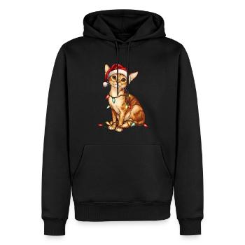 Mignon chat abyssin chapeau de Noël - Sweat à capuche Premium bio Homme - noir - Devant - Nico (187cm)