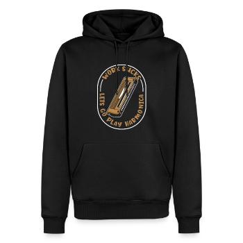Harmonica - Men’s Premium Organic Hoodie - black - Front - Nico (187cm)