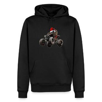 Atv Quad 4 roues Chapeau de Noël Noël - Sweat à capuche Premium bio Homme - noir - Devant - Nico (187cm)